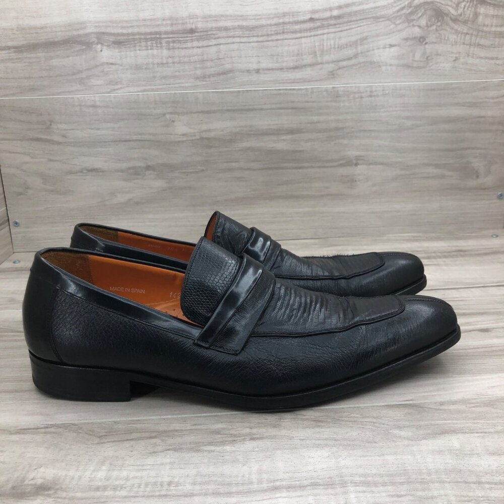 Mezlan Loafers Mens 10.5M Custom Black Lizard Slip On Dress Shoes
